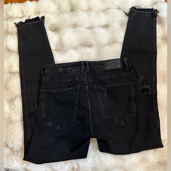 Zara black washed denim Trafaluc denimwear raw hem size 4 - Picture 3 of 13